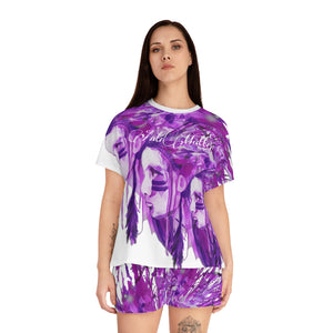 PURPLE NATIVE PRIDE Women's Short Pajama Set (AOP)