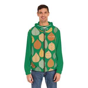 A MATTER TREE LEAVES-GREEN  Men's Full-Zip Hoodie (AOP)