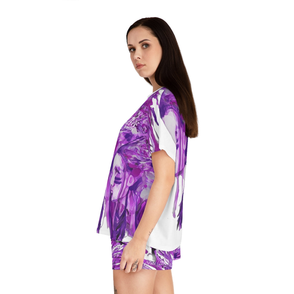 PURPLE NATIVE PRIDE Women's Short Pajama Set (AOP)