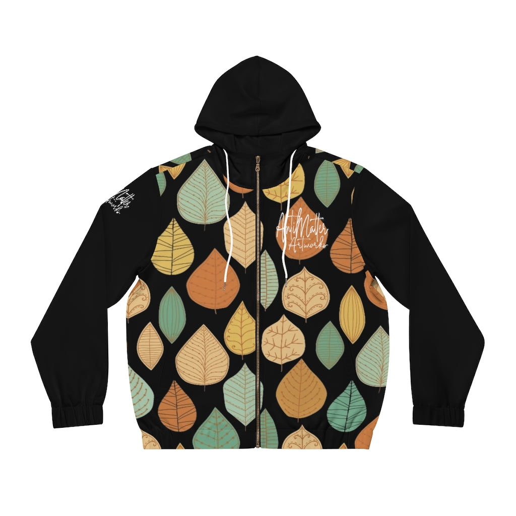 A MATTER TREE LEAVES BLK Men's Full-Zip Hoodie (AOP)