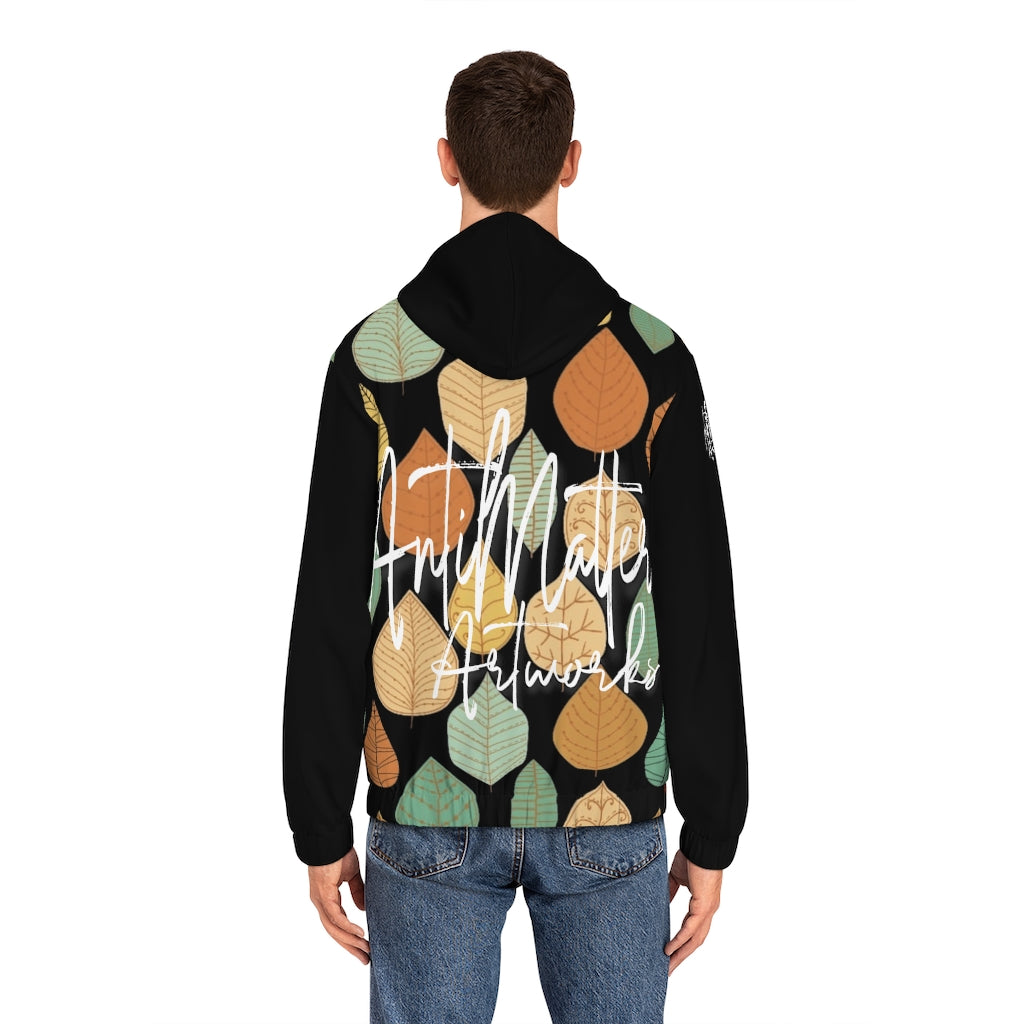 A MATTER TREE LEAVES BLK Men's Full-Zip Hoodie (AOP)